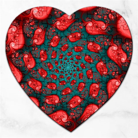 Fractal Red Spiral Abstract Art Jigsaw Puzzle (Heart) from ArtsNow.com Front