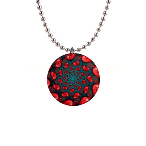 Fractal Red Spiral Abstract Art 1  Button Necklace from ArtsNow.com Front
