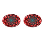 Fractal Red Spiral Abstract Art Cufflinks (Oval)