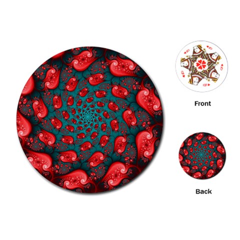 Fractal Red Spiral Abstract Art Playing Cards Single Design (Round) from ArtsNow.com Front