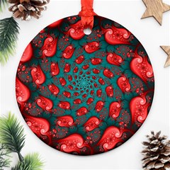 Fractal Red Spiral Abstract Art Round Ornament (Two Sides) from ArtsNow.com Back