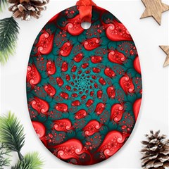 Fractal Red Spiral Abstract Art Oval Ornament (Two Sides) from ArtsNow.com Back