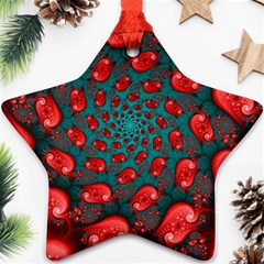 Fractal Red Spiral Abstract Art Star Ornament (Two Sides) from ArtsNow.com Back