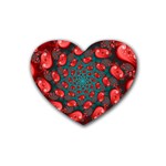 Fractal Red Spiral Abstract Art Rubber Heart Coaster (4 pack)