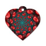 Fractal Red Spiral Abstract Art Dog Tag Heart (Two Sides)