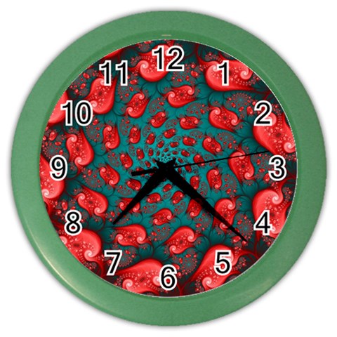 Fractal Red Spiral Abstract Art Color Wall Clock from ArtsNow.com Front