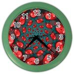 Fractal Red Spiral Abstract Art Color Wall Clock