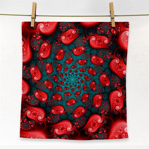 Fractal Red Spiral Abstract Art Face Towel from ArtsNow.com Front