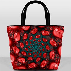 Fractal Red Spiral Abstract Art Bucket Bag from ArtsNow.com Front
