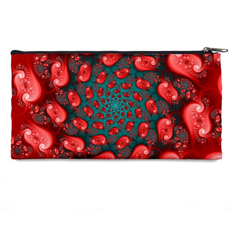 Fractal Red Spiral Abstract Art Pencil Case from ArtsNow.com Back
