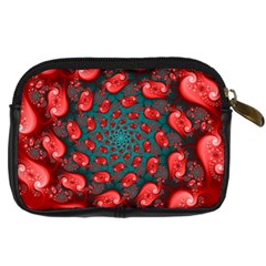 Fractal Red Spiral Abstract Art Digital Camera Leather Case from ArtsNow.com Back