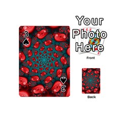 Fractal Red Spiral Abstract Art Playing Cards 54 Designs (Mini) from ArtsNow.com Front - Spade3