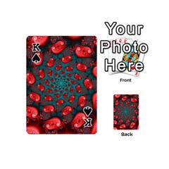 King Fractal Red Spiral Abstract Art Playing Cards 54 Designs (Mini) from ArtsNow.com Front - SpadeK