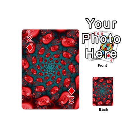 Fractal Red Spiral Abstract Art Playing Cards 54 Designs (Mini) from ArtsNow.com Front - Diamond2