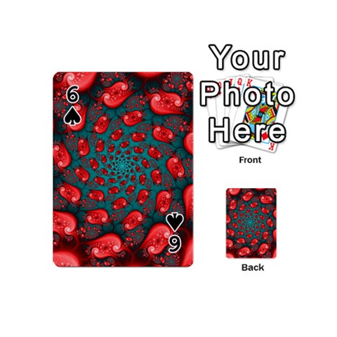Fractal Red Spiral Abstract Art Playing Cards 54 Designs (Mini) from ArtsNow.com Front - Spade6