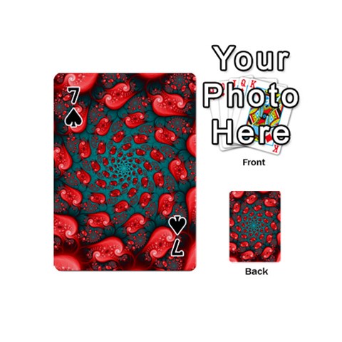 Fractal Red Spiral Abstract Art Playing Cards 54 Designs (Mini) from ArtsNow.com Front - Spade7