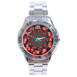 Fractal Red Spiral Abstract Art Stainless Steel Analogue Watch