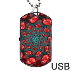 Fractal Red Spiral Abstract Art Dog Tag USB Flash (Two Sides) from ArtsNow.com Front