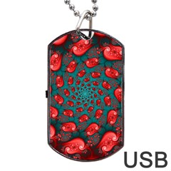 Fractal Red Spiral Abstract Art Dog Tag USB Flash (Two Sides) from ArtsNow.com Back