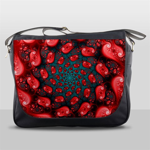 Fractal Red Spiral Abstract Art Messenger Bag from ArtsNow.com Front