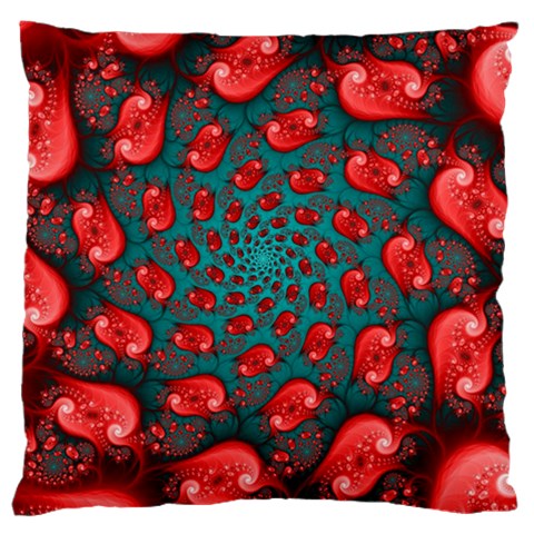 Fractal Red Spiral Abstract Art Large Cushion Case (One Side) from ArtsNow.com Front