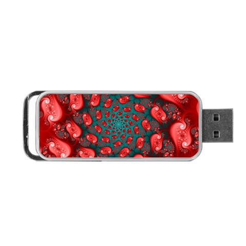 Fractal Red Spiral Abstract Art Portable USB Flash (One Side) from ArtsNow.com Front