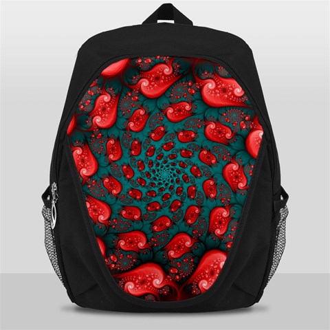 Fractal Red Spiral Abstract Art Backpack Bag from ArtsNow.com Front