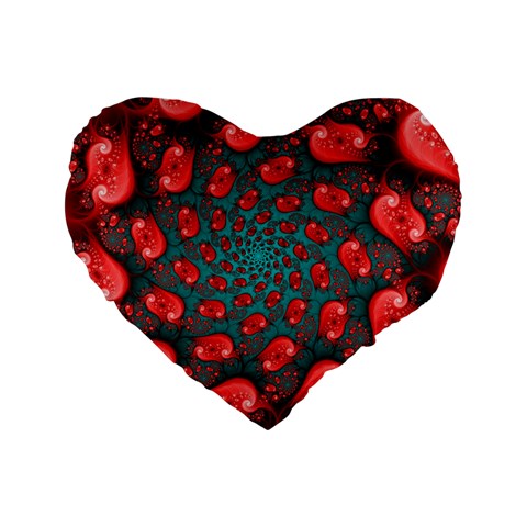 Fractal Red Spiral Abstract Art Standard 16  Premium Heart Shape Cushions from ArtsNow.com Front