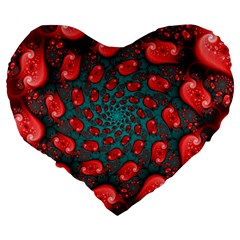 Fractal Red Spiral Abstract Art Large 19  Premium Heart Shape Cushions from ArtsNow.com Back