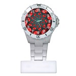 Fractal Red Spiral Abstract Art Plastic Nurses Watch