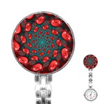 Fractal Red Spiral Abstract Art Stainless Steel Nurses Watch
