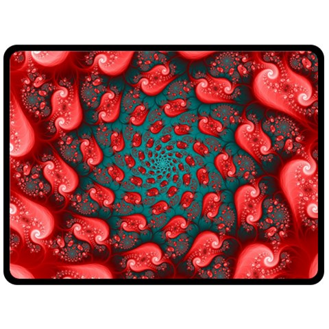 Fractal Red Spiral Abstract Art Two Sides Fleece Blanket (Large) from ArtsNow.com 80 x60  Blanket Back
