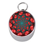 Fractal Red Spiral Abstract Art Mini Silver Compasses