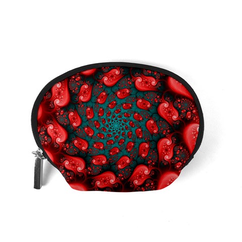 Fractal Red Spiral Abstract Art Accessory Pouch (Small) from ArtsNow.com Back