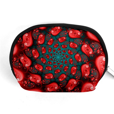 Fractal Red Spiral Abstract Art Accessory Pouch (Medium) from ArtsNow.com Front