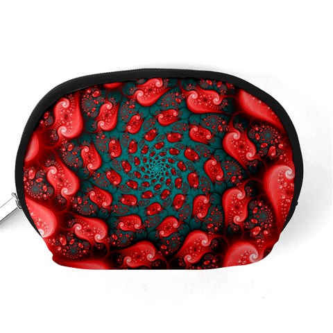 Fractal Red Spiral Abstract Art Accessory Pouch (Medium) from ArtsNow.com Back