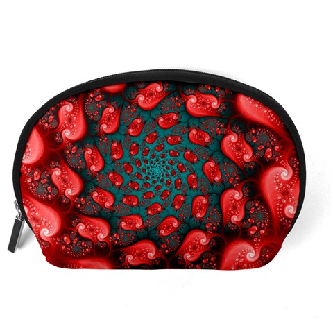 Fractal Red Spiral Abstract Art Accessory Pouch (Large) from ArtsNow.com Back