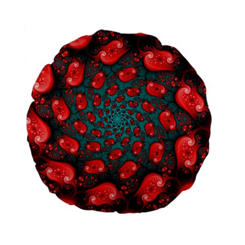 Fractal Red Spiral Abstract Art Standard 15  Premium Flano Round Cushions from ArtsNow.com Front