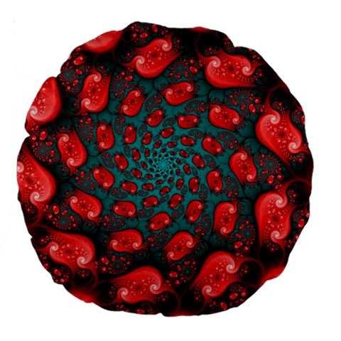 Fractal Red Spiral Abstract Art Large 18  Premium Flano Round Cushions from ArtsNow.com Front