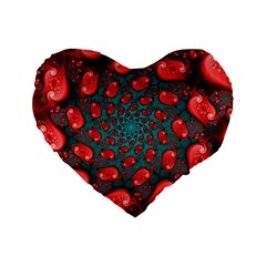 Fractal Red Spiral Abstract Art Standard 16  Premium Flano Heart Shape Cushions from ArtsNow.com Front