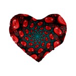 Fractal Red Spiral Abstract Art Standard 16  Premium Flano Heart Shape Cushions