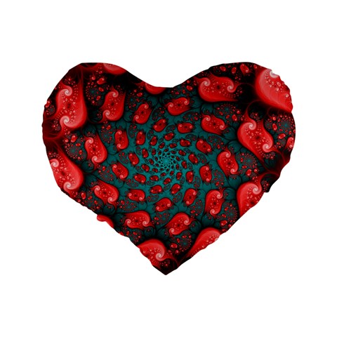 Fractal Red Spiral Abstract Art Standard 16  Premium Flano Heart Shape Cushions from ArtsNow.com Back