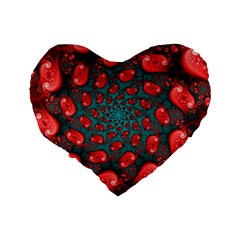 Fractal Red Spiral Abstract Art Standard 16  Premium Flano Heart Shape Cushions from ArtsNow.com Back