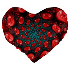 Fractal Red Spiral Abstract Art Large 19  Premium Flano Heart Shape Cushions from ArtsNow.com Back