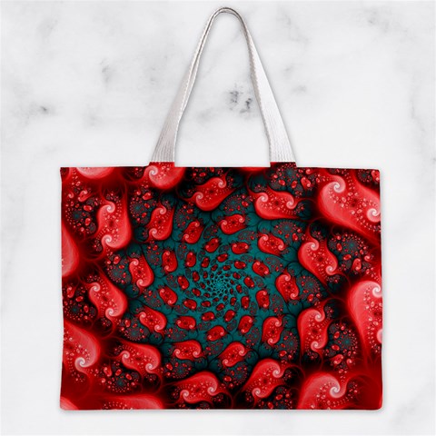 Fractal Red Spiral Abstract Art Zipper Mini Tote Bag from ArtsNow.com Front