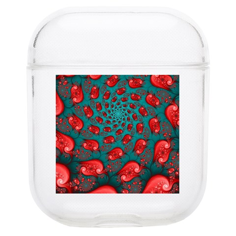 Fractal Red Spiral Abstract Art AirPods 1/2 Case from ArtsNow.com Front