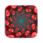Fractal Red Spiral Abstract Art Square Metal Box (Black)