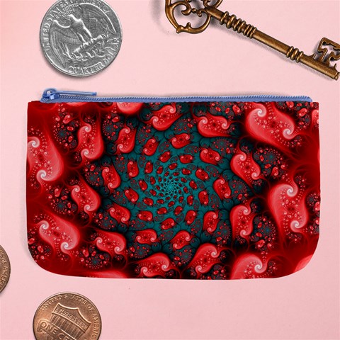 Fractal Red Spiral Abstract Art Large Coin Purse from ArtsNow.com Front