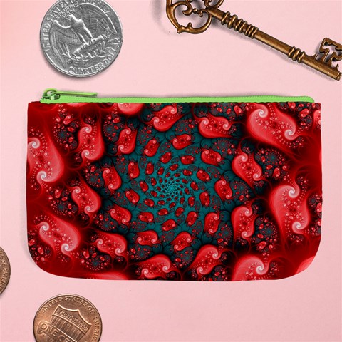 Fractal Red Spiral Abstract Art Large Coin Purse from ArtsNow.com Front
