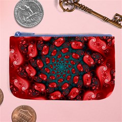 Fractal Red Spiral Abstract Art Large Coin Purse from ArtsNow.com Front